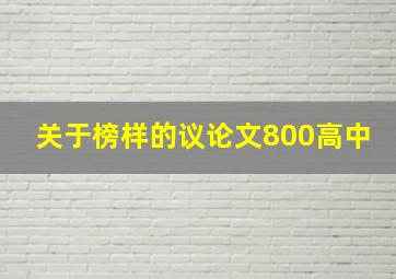 关于榜样的议论文800高中