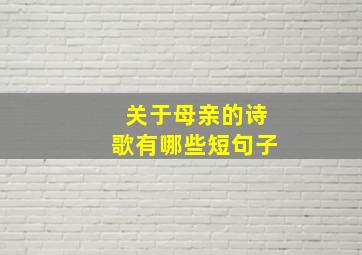 关于母亲的诗歌有哪些短句子