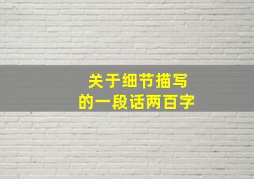 关于细节描写的一段话两百字