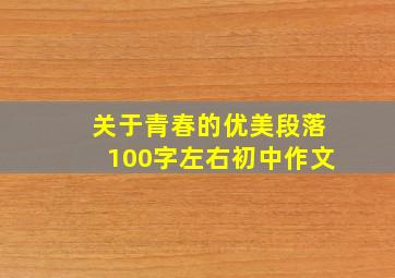 关于青春的优美段落100字左右初中作文