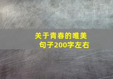 关于青春的唯美句子200字左右