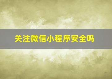 关注微信小程序安全吗