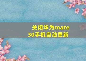 关闭华为mate30手机自动更新