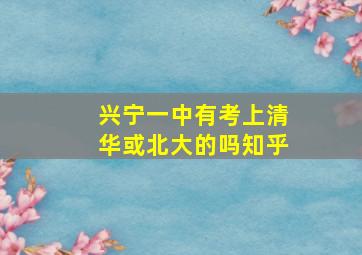 兴宁一中有考上清华或北大的吗知乎