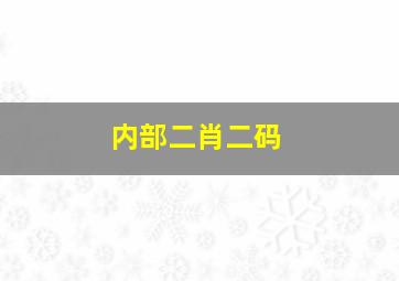 内部二肖二码