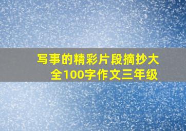 写事的精彩片段摘抄大全100字作文三年级