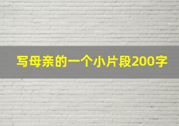 写母亲的一个小片段200字