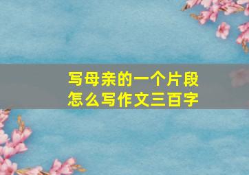 写母亲的一个片段怎么写作文三百字