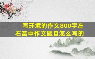 写环境的作文800字左右高中作文题目怎么写的