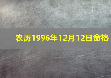 农历1996年12月12日命格