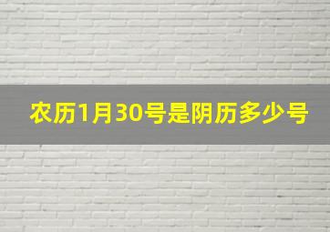 农历1月30号是阴历多少号