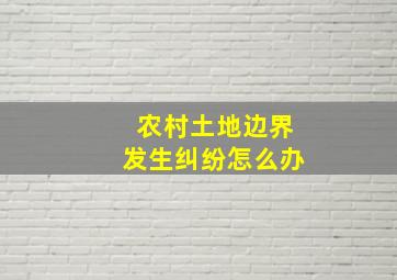 农村土地边界发生纠纷怎么办