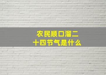 农民顺口溜二十四节气是什么