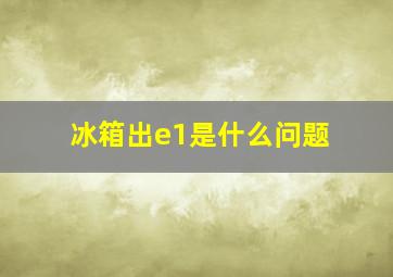 冰箱出e1是什么问题