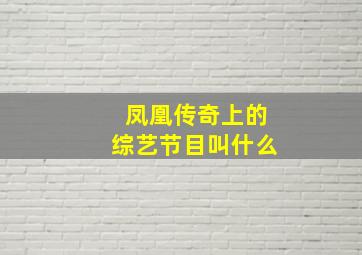 凤凰传奇上的综艺节目叫什么