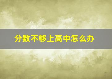 分数不够上高中怎么办