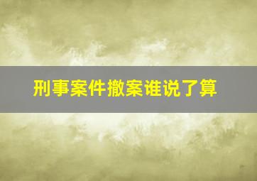 刑事案件撤案谁说了算