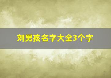 刘男孩名字大全3个字