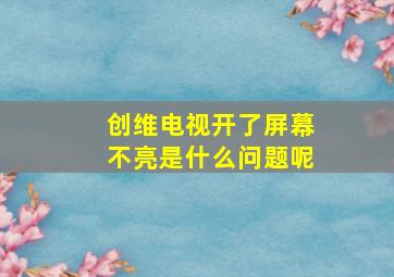 创维电视开了屏幕不亮是什么问题呢