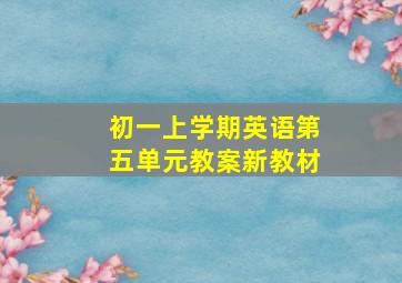 初一上学期英语第五单元教案新教材