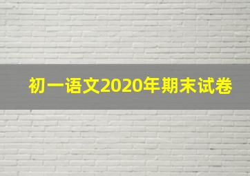 初一语文2020年期末试卷