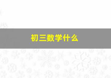 初三数学什么