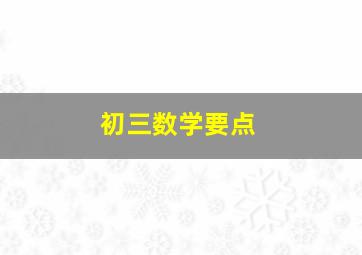 初三数学要点