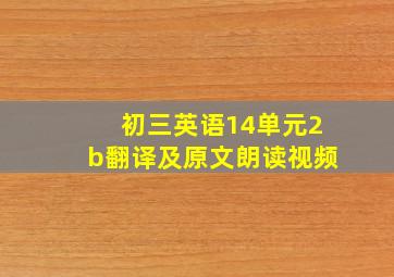 初三英语14单元2b翻译及原文朗读视频