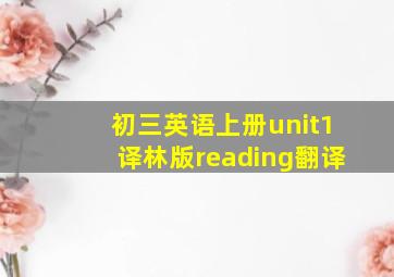 初三英语上册unit1译林版reading翻译