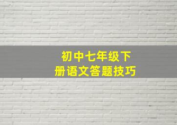 初中七年级下册语文答题技巧