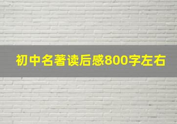 初中名著读后感800字左右