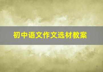 初中语文作文选材教案