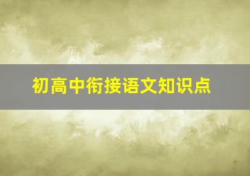 初高中衔接语文知识点