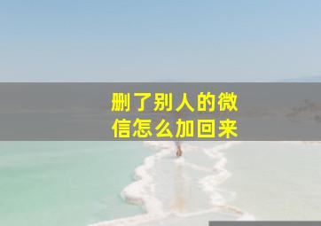 删了别人的微信怎么加回来