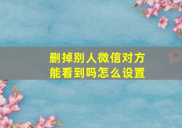 删掉别人微信对方能看到吗怎么设置