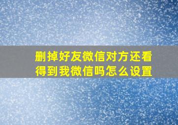 删掉好友微信对方还看得到我微信吗怎么设置