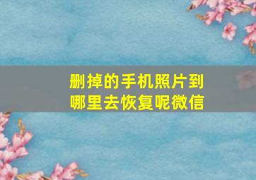 删掉的手机照片到哪里去恢复呢微信