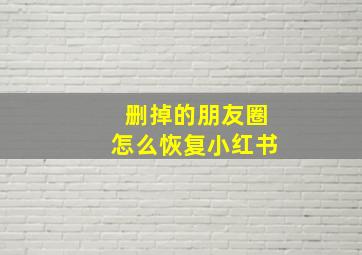 删掉的朋友圈怎么恢复小红书