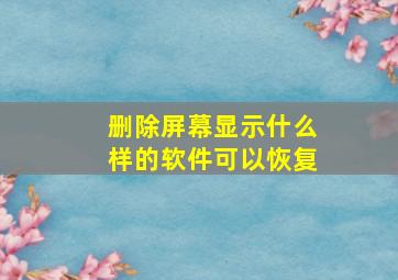 删除屏幕显示什么样的软件可以恢复