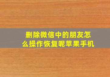 删除微信中的朋友怎么操作恢复呢苹果手机