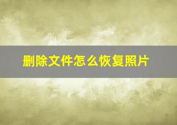 删除文件怎么恢复照片