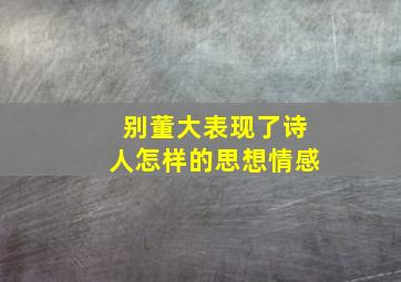 别董大表现了诗人怎样的思想情感