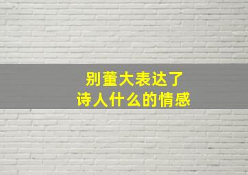 别董大表达了诗人什么的情感