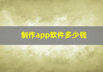 制作app软件多少钱