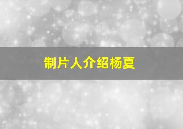 制片人介绍杨夏