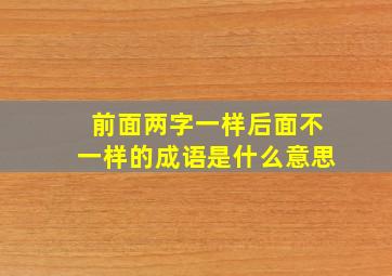 前面两字一样后面不一样的成语是什么意思