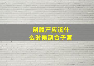 剖腹产应该什么时候剖合子宫