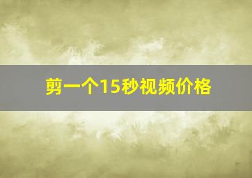 剪一个15秒视频价格