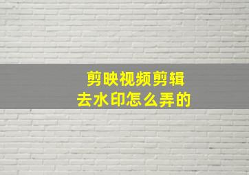 剪映视频剪辑去水印怎么弄的