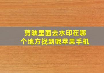 剪映里面去水印在哪个地方找到呢苹果手机